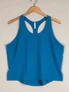 Athleta XL Racerback Workout Tank Blue Grid Performance Activewear Top